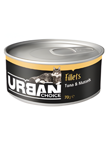 שימורים לחתול אורבן צ'ויס ברוטב בטעם טונה ומולים 70 גרם