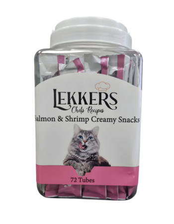 אריזת חיסכון 72 יחידות שלוקים לחתול LEKKERS בטעם סלמון ושרימפס